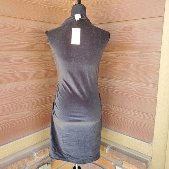 NWT A New Day Women's Mini Velvet Ruched Dress Black - Picture 10 of 15
